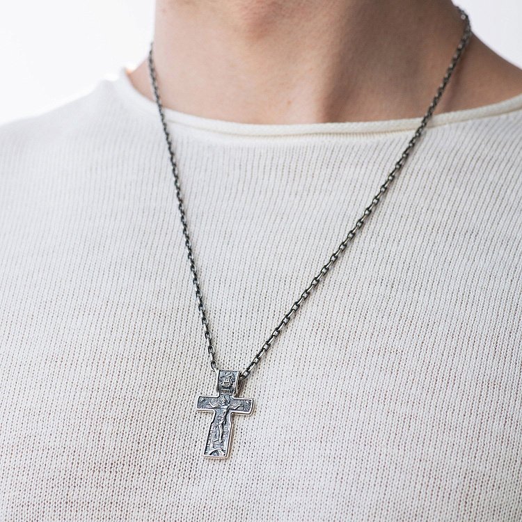 Срібний хрест з розп'яттям 133010 від ювелірного магазину Онікс - 1