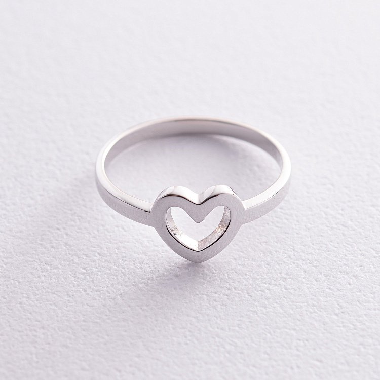 Каблучка "Сердечко" в білому золоті к07394 від ювелірного магазину Онікс - 12