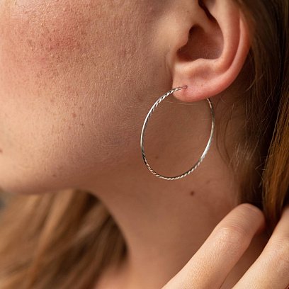 Сережки - кільця в білому золоті (3.8 см) с07796 №3