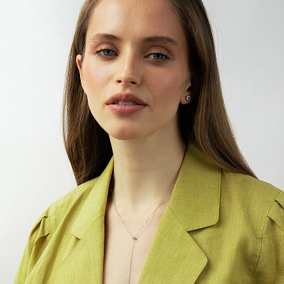 Серьги - пусеты в белом золоте (бриллианты, изумруды) сб0716mi №6