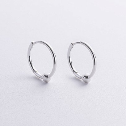 Серебряные серьги - кольца "Шарики" 123389