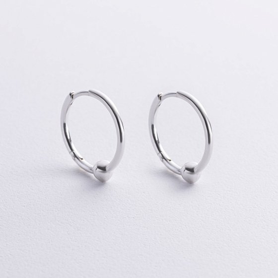Серебряные серьги - кольца "Шарики" 123389