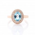 Золотое кольцо с голубым топазом и фианитами к04659 от ювелирного магазина Оникс - 3