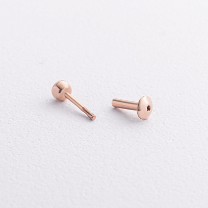 Одиночная серьга в хрящ ушка с фианитом (красное золото) 1718ч №2