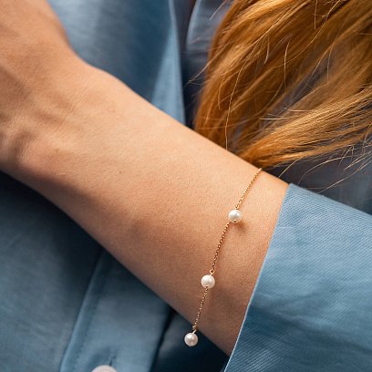 Браслет із перлами (червоне золото) б05263 №5