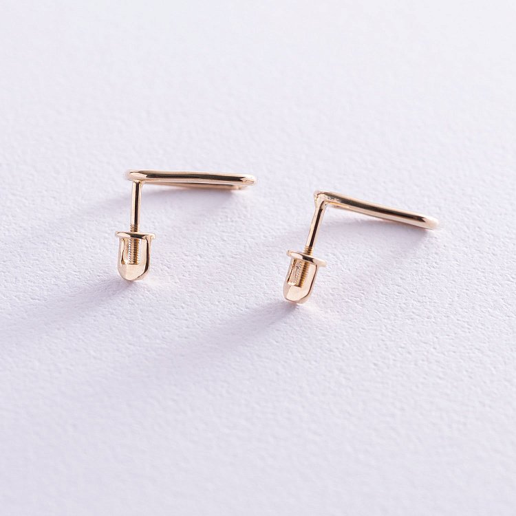 Серьги - пусеты "Ромбы" в желтом золоте с06990 от ювелирного магазина Оникс - 1