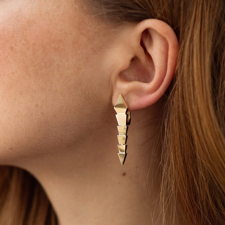 Серьги "Змеи" в желтом золоте с08816 от ювелирного магазина Оникс - 3