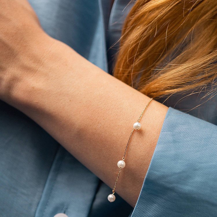 Браслет із перлами (червоне золото) б05263 від ювелірного магазину Онікс - 4