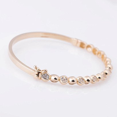 Золотий браслет з кульками (фіаніти) б02782 №3