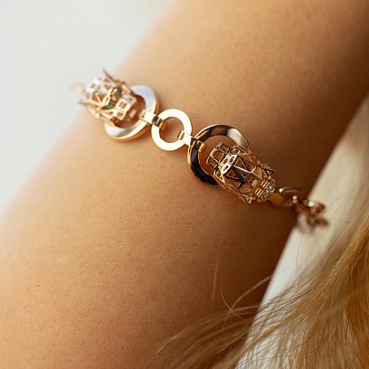 Браслет "Пантера" в красном золоте (фианиты) б05310 №6