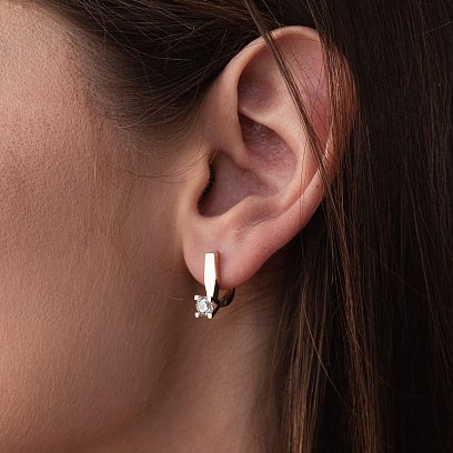 Золотые серьги с фианитами с03602 №3