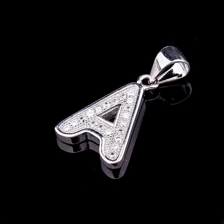 Срібна підвіска "літера А" з фіанітами 132212 А від ювелірного магазину Онікс - 1