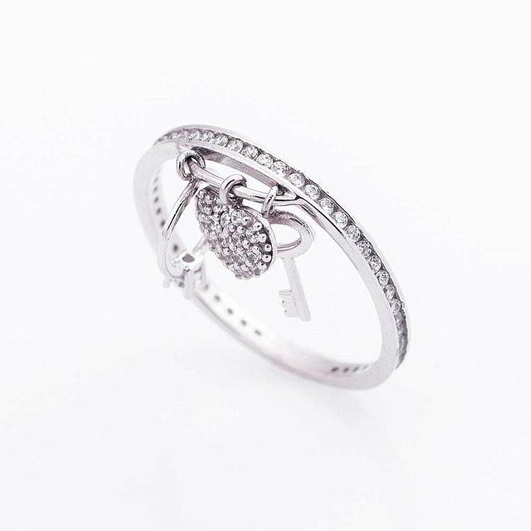 Золота каблучка "Серце і ключик" к05070 від ювелірного магазину Онікс - 3