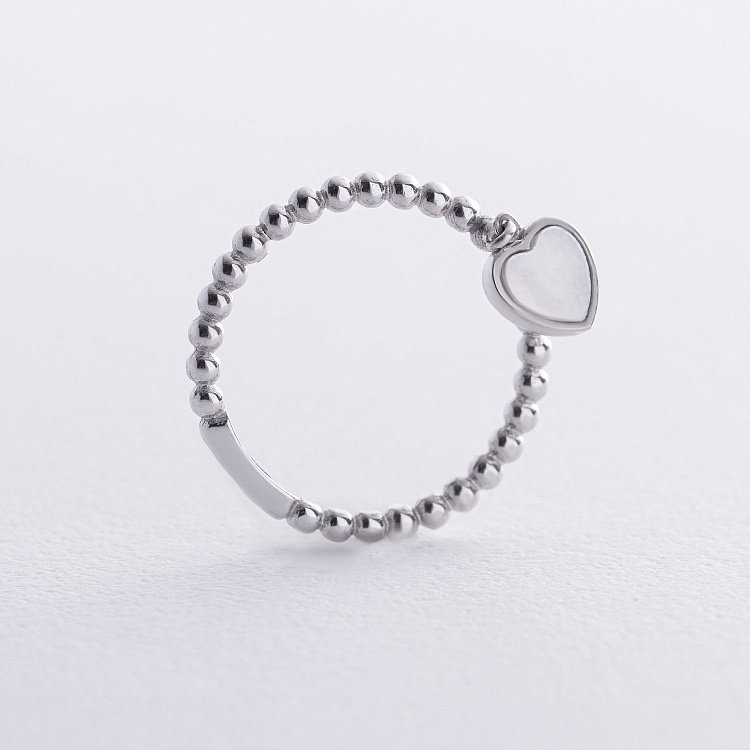 Кулькова золота каблучка "Сердечко" з перламутром к07952 від ювелірного магазину Онікс - 5