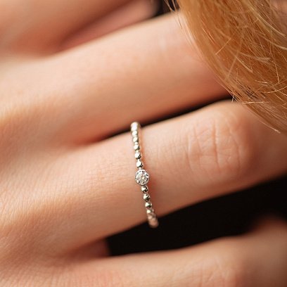 Кольцо "Stephanie" с фианитом (белое золото) к07971 №6