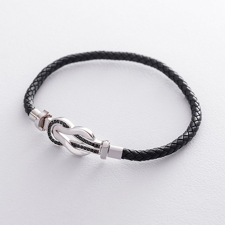 Каучуковый браслет с золотой вставкой и фианитами б04219 от ювелирного магазина Оникс