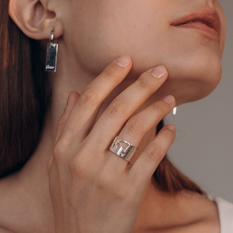 Срібний перстень "Карта світу" 112210 від ювелірного магазину Онікс - 5