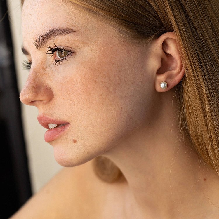 Серьги-гвоздики (культ. пресн. жемчуг) 7 мм 121029 от ювелирного магазина Оникс - 5