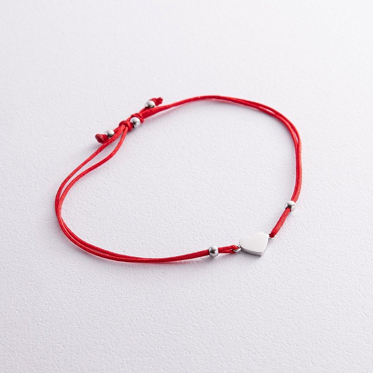 Браслет із червоною ниткою "Серце" (біле золото) б05273 від ювелірного магазину Онікс