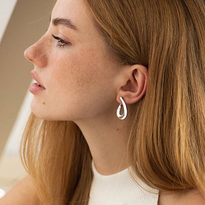 Серьги "Капельки" в белом золоте с08479