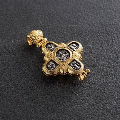 Серебряный мощевик с позолотой "Господь Вседержитель. Божия Матерь" 131805 №4