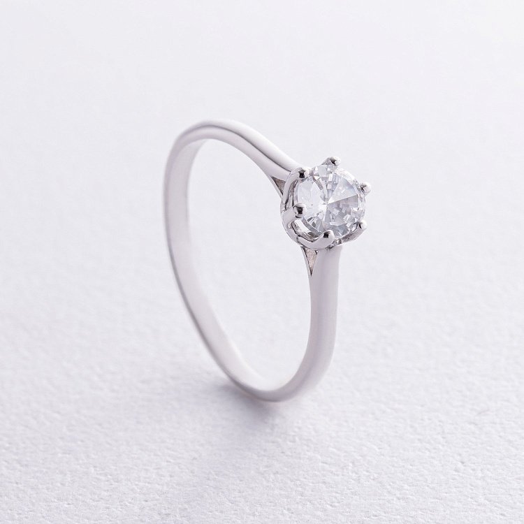 Заручальна срібна каблучка з фіанітом 1106/1р-CZ від ювелірного магазину Онікс