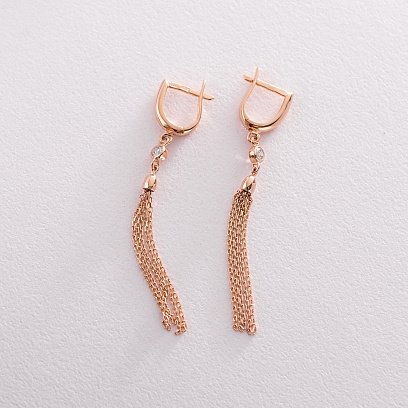 Висячие серьги из красного золота с06355 №2