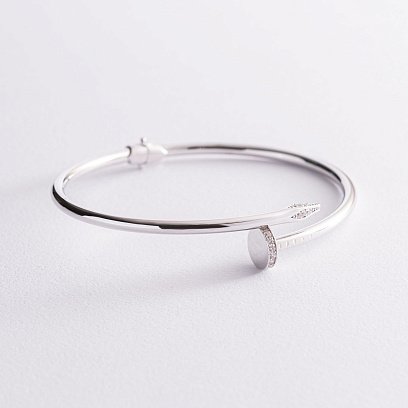 Золотий браслет "Цвях" з фіанітами б02096