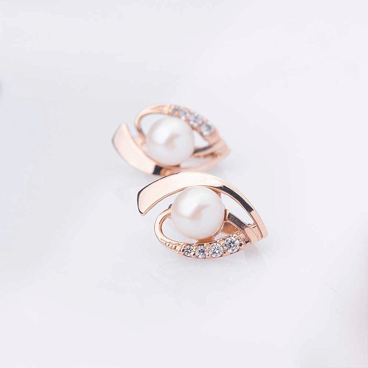 Золоті сережки (культ. прісн. перли. Фіаніти) с01528 від ювелірного магазину Онікс - 2