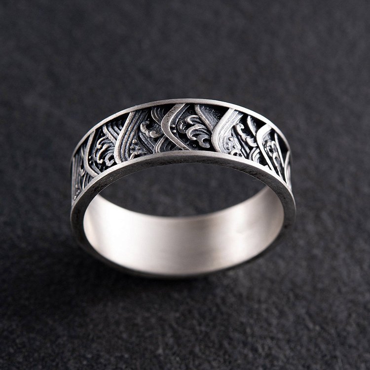 Серебряное кольцо "Японские волны" 7019 от ювелирного магазина Оникс - 7