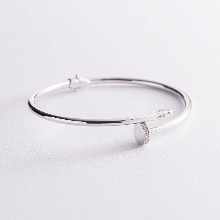 Золотий браслет "Цвях" з фіанітами б02096 від ювелірного магазину Онікс