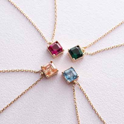 Золотое колье "Альма" (розовый фианит) кол02367 №3