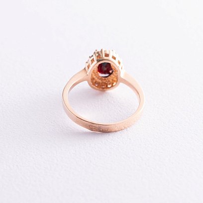Золота каблучка з піропом (гранатом) і фіанітами к02122п №3