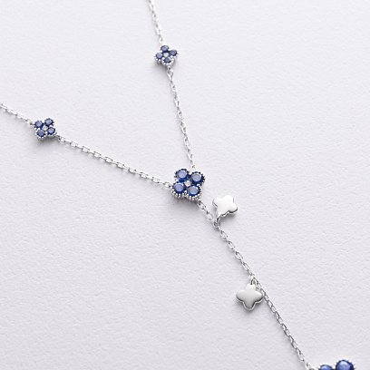 Золоте кольє - краватка "Конюшина" з діамантами і сапфірами колб0152lg №3