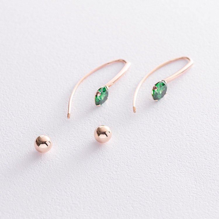 Золоті сережки "Натхнення" (фіаніти) с07039 від ювелірного магазину Онікс - 2