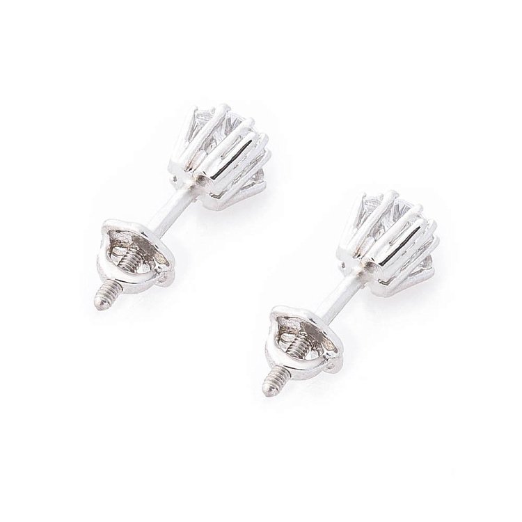 Срібні сережки-пусети з фіанітами 121863 від ювелірного магазину Онікс - 2