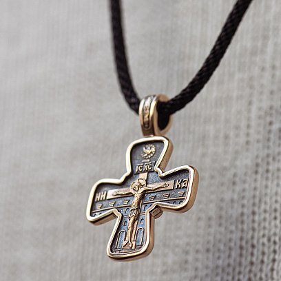 лотий хрест "Розп'яття. Свт. Миколай Чудотворець. Молитва" п02428 №4