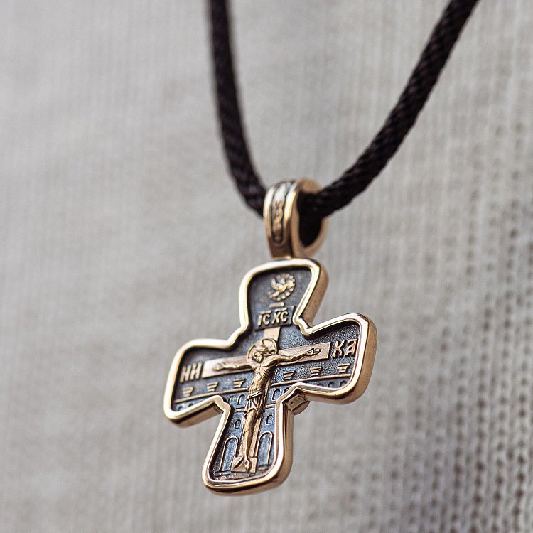 лотий хрест "Розп'яття. Свт. Миколай Чудотворець. Молитва" п02428 від ювелірного магазину Онікс - 3