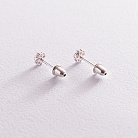 Срібні сережки - пусети "Квіточки" з фіанітами 121883 от ювелирного магазина Оникс - 2
