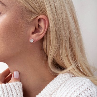 Срібні сережки - пусети (фіаніт) 12611 №2