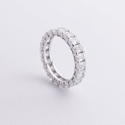 Каблучка з доріжкою діамантів (біле золото) 242161121