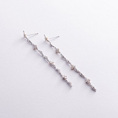 Висячі золоті сережки з діамантами сб0451nl №3