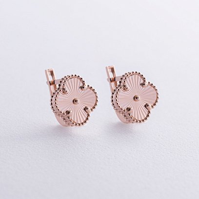 Сережки "Конюшина" в червоному золоті с08851