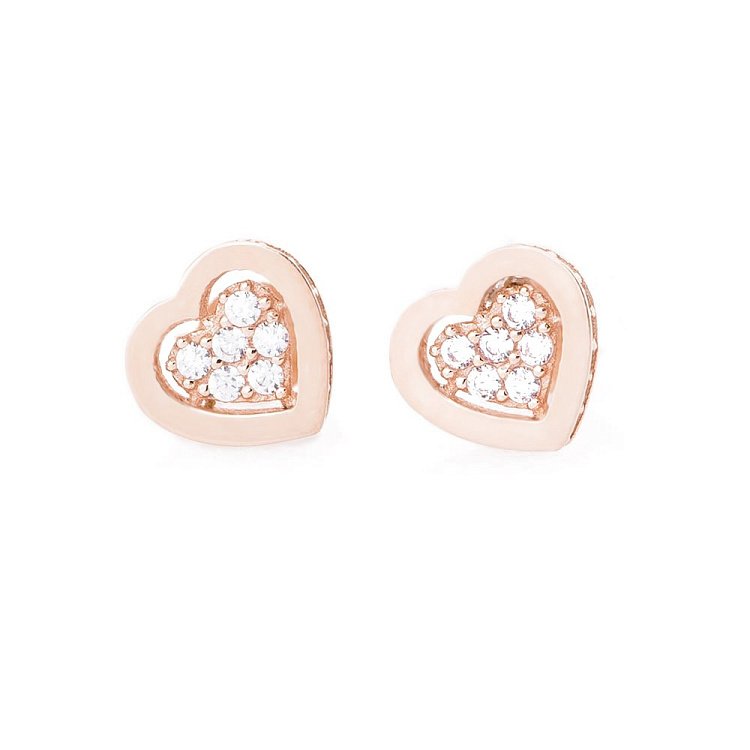 Золоті сережки "Сердечка" з фіанітами с04788 від ювелірного магазину Онікс