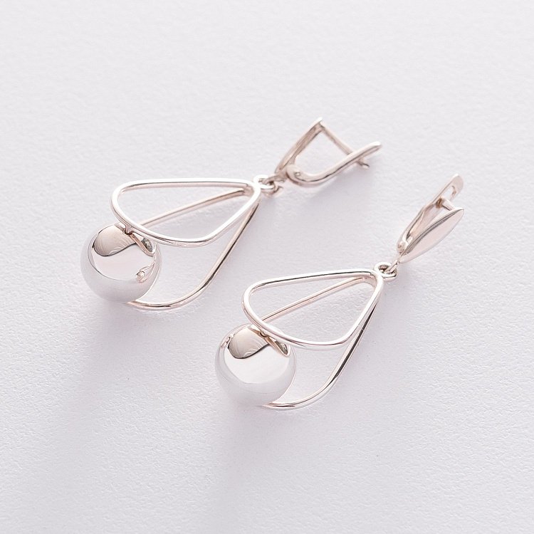 Срібні сережки "Кульки" 12834 від ювелірного магазину Онікс - 2