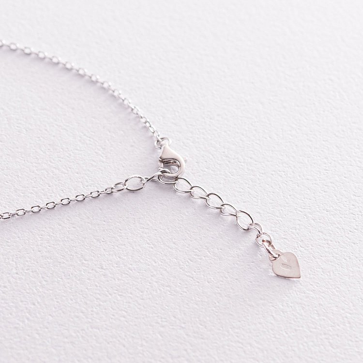 Срібне кольє "Сердечко" (емаль, фіаніт) 181118 від ювелірного магазину Онікс - 3