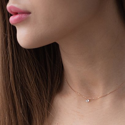 Кольє в червоному золоті з одним фіанітом кол01812 №2