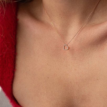 Золоте кольє "Сердечко" з діамантами колб0131di №2