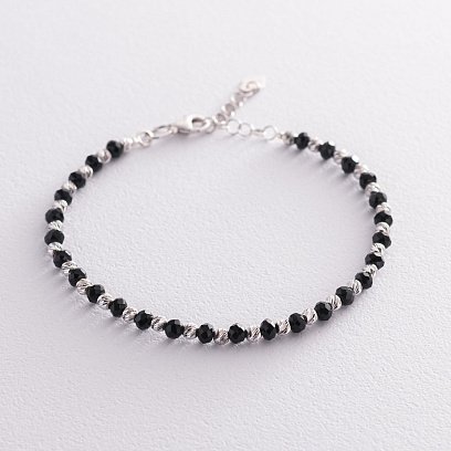 Срібний браслет Кульки з оніксом 141537