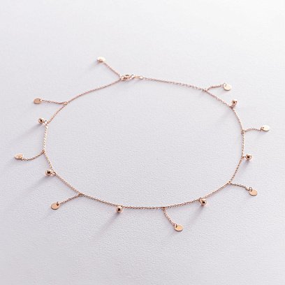 Золотое колье "Монетки и шарики" 860389